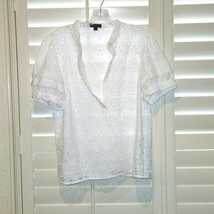 J. CREW top, Eyelet cutout detail, Size Large